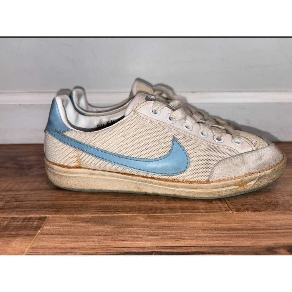 Vintage 1981 Nike Wimbledon Tennis Shoes 6.5 White Blue 810507FT Y2K Blue Ribbon